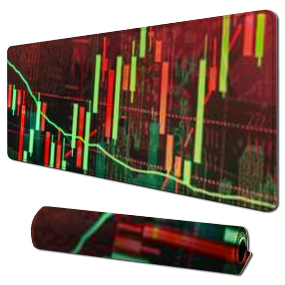 nygtbtfer Market Trading Graph Mouse Pad Square for Wireless Mouse Notebooks Desktop Computers Office Supplies with Non-Slip Rubber Base Mouse Pad for Gaming, Working, Studying 31.5x11.8 in