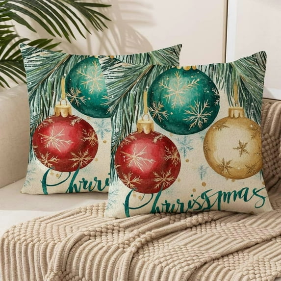 nygtbtfer Merry Christmas Bright Decorative Throw Pillow Covers Xmas Ornaments Blue Outdoor Home Decor, Winter Holiday Snow Golden Sofa Case Style A