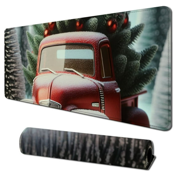 nygtbtfer Merry Christmas Cedar Pine Garland Christmas Tree Mouse Pad Vintage Farmhouse Country Anti Slip Gaming Mouse Pad for Laptops Office Computer Mouse Pads Gift for Women Men 31.5x11.8 in