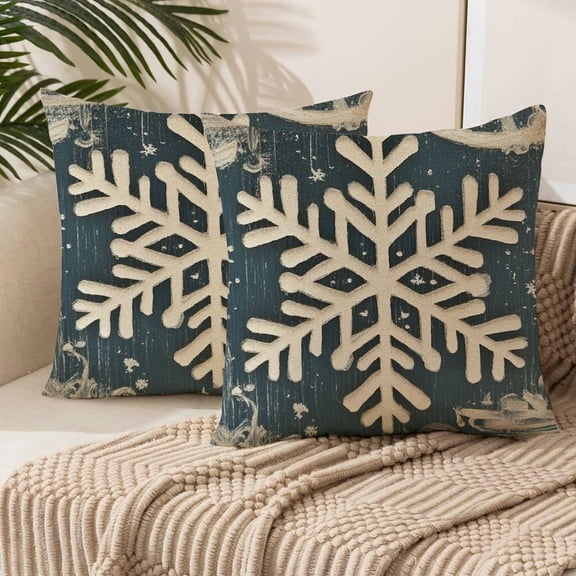 nygtbtfer Merry Christmas Gray Decorative Throw Pillow Covers, Snowflakes White Outdoor Home Decor Style A