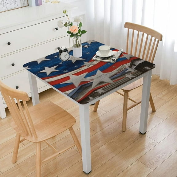 nygtbtfer Modern Patriotic Stars Strips Fits and Diameter Elastic Edged Table Cloth 40*40