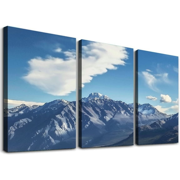 nygtbtfer - Mountain Mist Nature Landscapes TREBLE Canvas Art Print Box Framed Picture Wall Hanging - Hand Made In The UK - Framed And Ready To Hang 12x16x3pcs