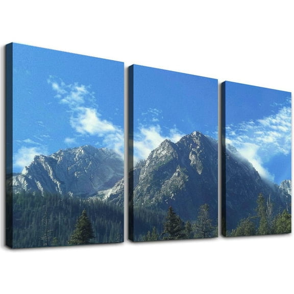 nygtbtfer - Mountain Nature Forest Landscapes SINGLE Canvas Art Print Box Framed Picture Wall Hanging - Hand Made In The UK - Framed And Ready To Hang 12x16x3pcs