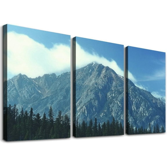 nygtbtfer - Mountain Nature Forest Landscapes SINGLE Canvas Art Print Box Framed Picture Wall Hanging - Hand Made In The UK - Framed And Ready To Hang 12x16x3pcs