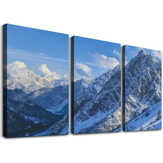nygtbtfer - Mountains Forest Snow Landscapes Single Canvas Art Print Box Framed Picture Wall Hanging - Hand Made in The UK - Framed and Ready to Hang 12x16x3pcs