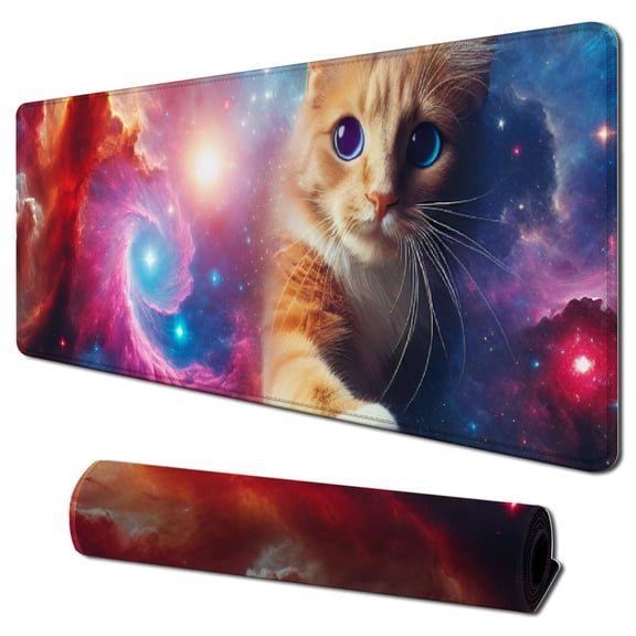 nygtbtfer Mouse Pad,Cute Cat Flying Through Taco Galaxy Mouse Pad Desk Dad,Gaming Mouse Pad,Non-Slip Rubber Base Mousepad for Laptop Computer,Mouse Pads for Wireless Mouse 31.5x11.8 in