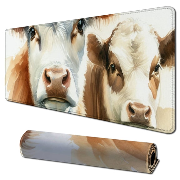 nygtbtfer Mouse Pad Cute Cow Looking at You Cattle Natural Milk Red Yellow Black Mouse Mat Non-Slip Rubber Base Mousepad for Computer Laptop PC Gaming Working Office & Home