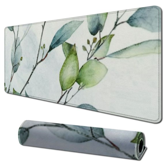 nygtbtfer Mouse Pad,Cute Green Grass Leaves Mouse Pad,Mouse Mat Square Waterproof Mouse Pad Non-Slip Rubber Base MousePads for Office Laptop, 31.5x11.8 in