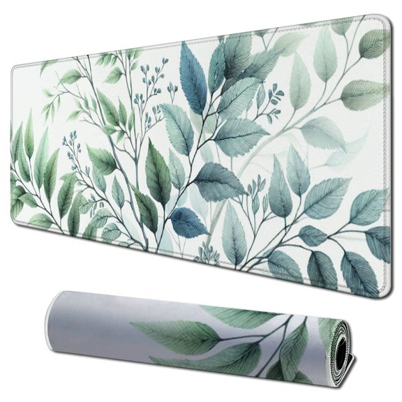 nygtbtfer Mouse Pad,Cute Green Grass Leaves Mouse Pad,Mouse Mat Square Waterproof Mouse Pad Non-Slip Rubber Base MousePads for Office Laptop 31.5x11.8 in