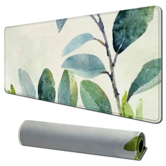 nygtbtfer Mouse Pad, Cute Mousepad with Design, Round Grass Leaves Mat, Small Non-Slip Rubber Gaming Pads, Office Home Personalized Pad 31.5x11.8 in