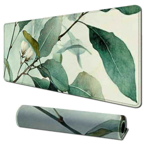 nygtbtfer Mouse Pad, Cute Mousepad with Design, Round Grass Leaves Mat, Small Non-Slip Rubber Gaming Pads, Office Home Personalized Pad 31.5x11.8 in