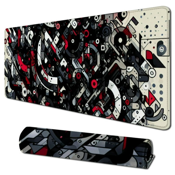 nygtbtfer Mouse Pad, Extended Mouse Pad Large Big Computer Keyboard Mouse Mat Desk Pad with Non-Slip Base and Stitched Edge for Home Office Work (Black Red)