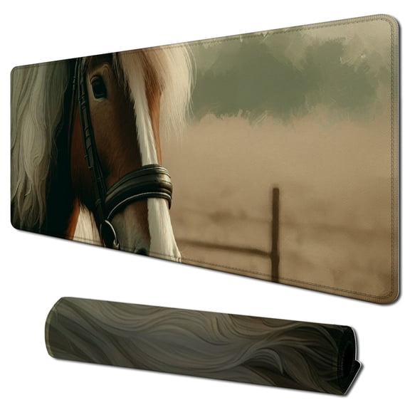 nygtbtfer Mouse Pad - Mammal Farm Grass Animal Horse 31.5x11.8 in