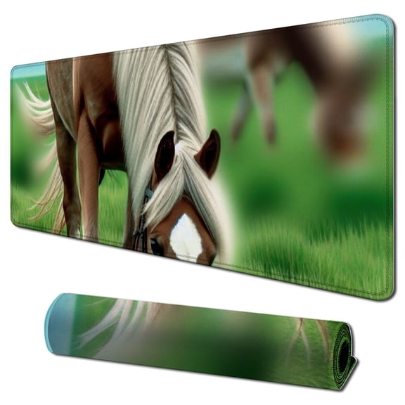 nygtbtfer Mouse Pad - Mammal Farm Grass Animal Horse 31.5x11.8 in