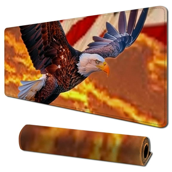 nygtbtfer Mouse Pad Non-Slip Rubber Base Computer Mousepad, American Flag on Wing Square Mouse Pads for Laptop Office Home & , Superb Tracking Accuracy and Smooth Surface 31.5x11.8 in
