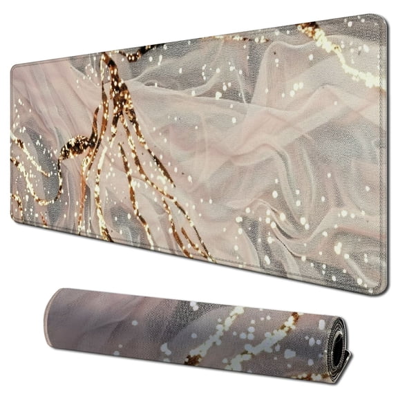 nygtbtfer Mouse Pad, Rose Gold Marble Mouse Pad, Custom Gaming Mouse Pads with Designs, Modern Marbling Mousepad, Portable Office Non-Slip Rubber Base Wireless Mouse Pad for Laptop Mat 31.5x11.8 in