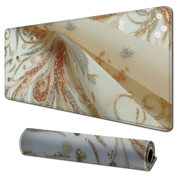 nygtbtfer Mouse Pad, Rose Gold Marble Mouse Pad, Custom Gaming Mouse Pads with Designs, Modern Marbling Mousepad, Portable Office Non-Slip Rubber Base Wireless Mouse Pad for Laptop Mat 31.5x11.8 in