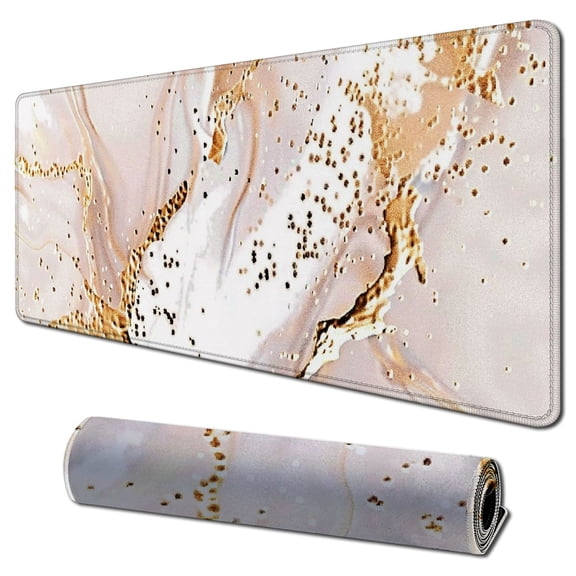 nygtbtfer Mouse Pad, Rose Gold Marble Mouse Pad, Custom Gaming Mouse Pads with Designs, Modern Marbling Mousepad, Portable Office Non-Slip Rubber Base Wireless Mouse Pad for Laptop Mat 31.5x11.8 in