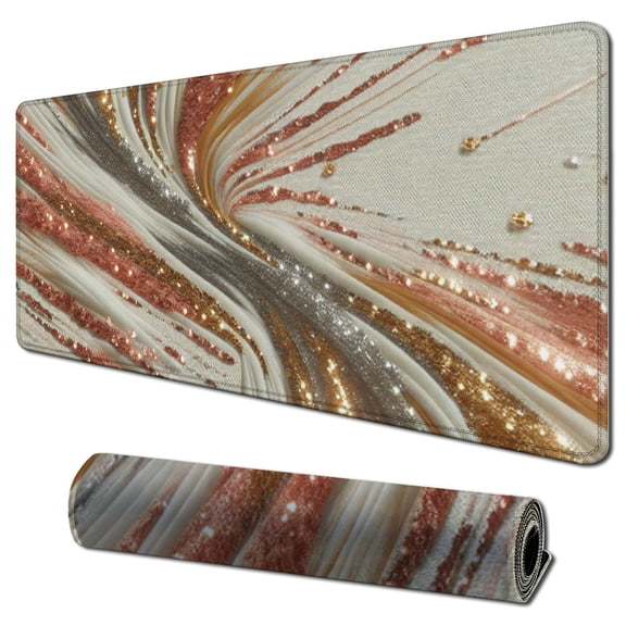 nygtbtfer Mouse Pad, Rose Gold Marble Mouse Pad, Custom Gaming Mouse Pads with Designs, Modern Marbling Mousepad, Portable Office Non-Slip Rubber Base Wireless Mouse Pad for Laptop Mat 31.5x11.8 in