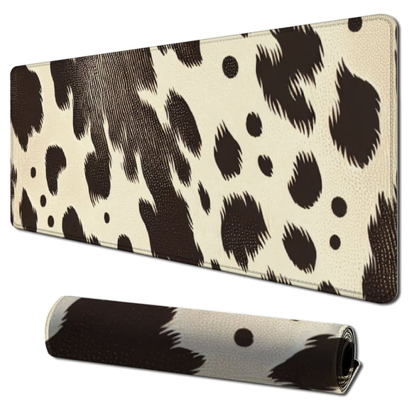 nygtbtfer Mouse Pad with Stitched Edge Premium-Textured Mouse Mat Waterproof Non-Slip Rubber Base Customized Rectangle Mousepad for Laptop Computer PC Gaming Office, Brown Cow Pattern 31.5x11.8 in