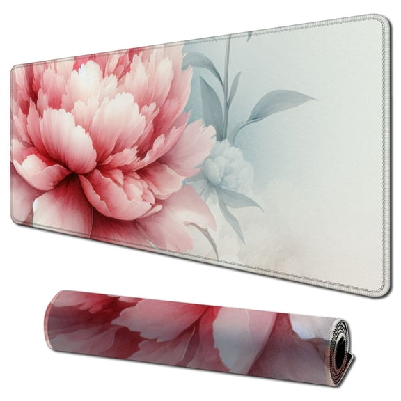 nygtbtfer Mouse Pad with Wrist Support, Mouse Pads, Cute Computer Laptop Office Accessories Decor, Mousepad for Work Women Girls, Pink Flowers 31.5x11.8 in