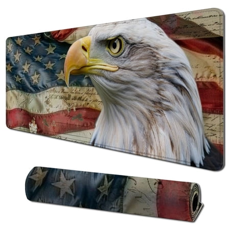 nygtbtfer Mouse Pads Us Flag and Bald Eagle on Vintage Constitution Paper,Mouse Pads for Computers Laptop PC,Mouse Pads for Office & Home 31.5x11.8 in
