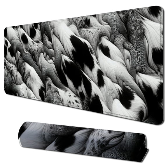 nygtbtfer Mouse Pads Western Highland Cowhide Large Mouse Pad, Gaming Mousepad, Keyboard and Mouse Pad with Stitched Edges,PC Desk Mat for Game,Work,Office 31.5x11.8 in