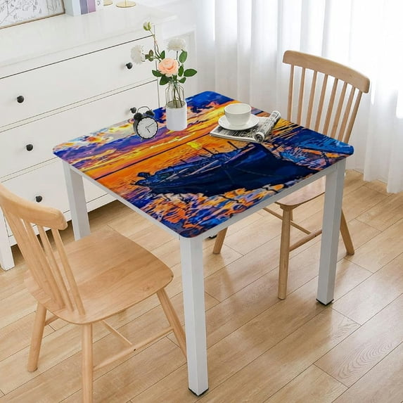 nygtbtfer Multicolor Fabric Tablecloth Landscape Simulate Oil Paintingfarmhouse Kitchen Decor for Dining Room 46*46