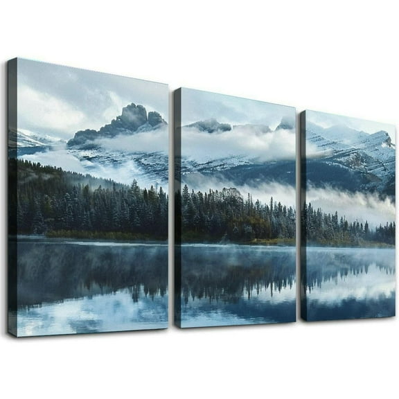 nygtbtfer Nature Scenes : Window View Picture Lake Scenic Decorations Landscape Forest Painting for Home Office Bedroom Decor 12x16x3pcs