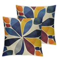 nygtbtfer Navy Blue Yellow Grey Gray Pillow Covers Geometric Art Flower