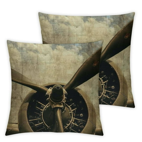 nygtbtfer Old Aircraft Throw Pillow Cover, Vintage Airplane Pillow Decorative Throw Pillow Covers Linen Farmhouse Cushion Cover for Home Couch Sofa Bench Decor White