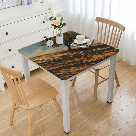 nygtbtfer Orange Print Table Cloth Stain Resistant Oilproof Elastic Tablecloth for Table Cover for Kitchen and Dining Room Fits for Table white