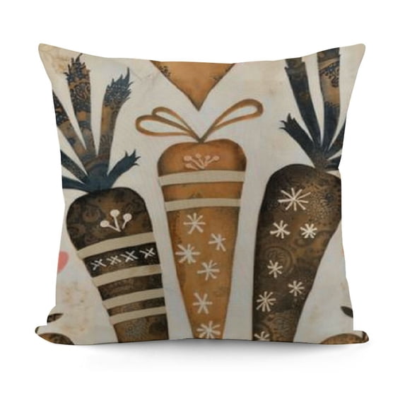 nygtbtfer Outdoor Throw Pillow Cover Love Heart Carrot Waterproof Cushion Pack Retro Brown on Beige Pillow Cases Home Decoration for Patio Garden Couch Sofa