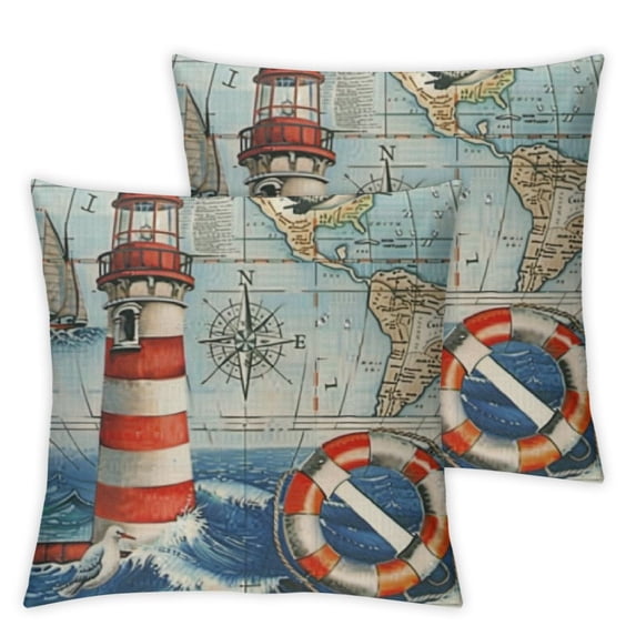 nygtbtfer Outdoor Throw Pillow Covers Sign Summer Design Cushion Cases Ocean Home Decor for Couch Bed Set of 2() White