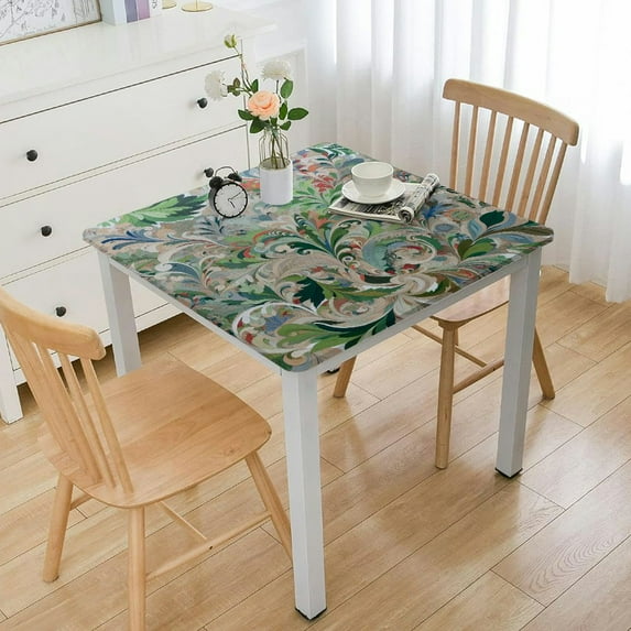 nygtbtfer Oval Flannel Backed Tablecloth, Kona Tropical Floral, Vinyl Outdoor Patio Table Cloth, Rain Forest