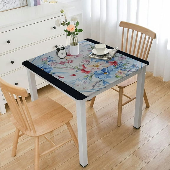 nygtbtfer Oval Tablecloth, Spring Sketch, Wrinkle and Stain Resistant Fabric Table Cloth, Blue