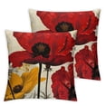 thumbnail image 1 of nygtbtfer Pack of 2 Beautiful Charming Watercolor Oil Painting Ink Red Poppy Retro  Throw Pillow Case Cushion Cover New Home Office Indoor Decorative  White, 1 of 7