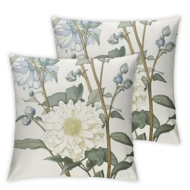 nygtbtfer Pack of 2 Pillow Cases,  Cotton Pillowcases, Botanical Floral Flowers Pattern Printed (European Size, ) 12x12in