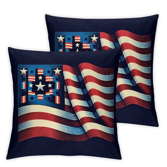 nygtbtfer Pack of 2 Stained Flag Stars Stripes Cushion Covers Throw Pillow Covers Both Printed Lumbar Pillows White