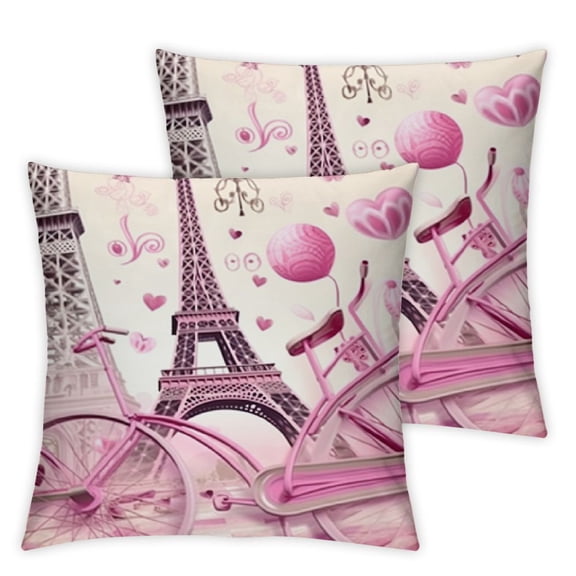 nygtbtfer Paris Theme Throw Pillow Covers Set of 2 Eiffel Tower Decorative Pillowcase Travel in Paris Throw Cushion Case for Bedroom, Living Room, Sofa, Couch and Bed, 18x18in