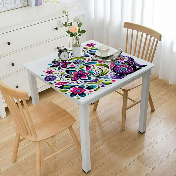 nygtbtfer Pastel Egg and Vinyl Flannel Backed Tablecloth - Egg Floral Print Vinyl Tablecloth with Flannel Backing