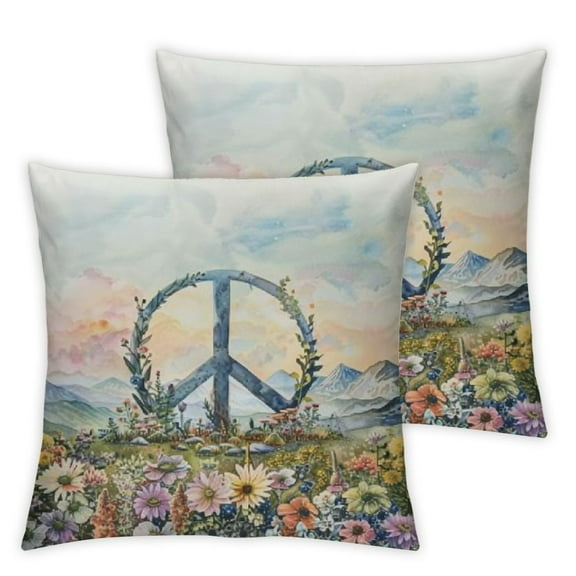 nygtbtfer Peace Sign Throw Pillow White
