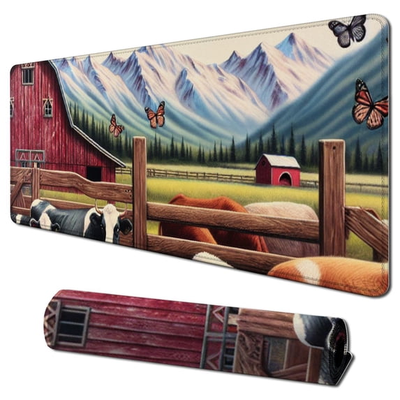 nygtbtfer Peaceful Farm Mouse Pad Country Anti Slip Gaming Mouse Pad for Laptops Office Computer Mouse Pads 31.5x11.8 in