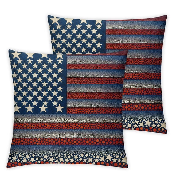 nygtbtfer Pillow Covers American Flag Stars Stripes Couch Pillow Cases Set of 2 Throw Pillows Home Decor for Room Bedroom Bed Couch Sofa Outdoor White