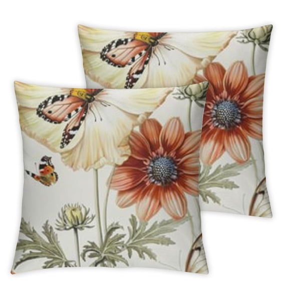 nygtbtfer Pillow Covers Set of 2 Throw Pillow Covers Spring Summer Decorative Outdoor Pillow Case Linen Cushion Cover for Sofa Bedroom Couch Bed White