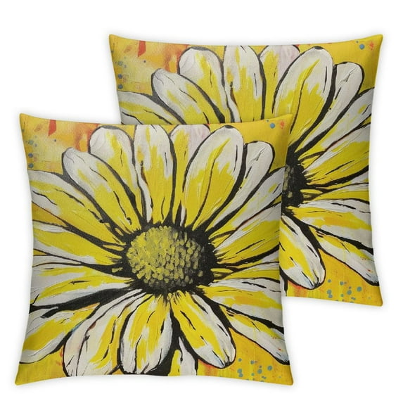 nygtbtfer Pillow Covers Set of 2 Cute Outdoor Decorative Throw Pillows Flower Pillowcases Linen Cushion Case Decor for Home Sofa Couch Bed White