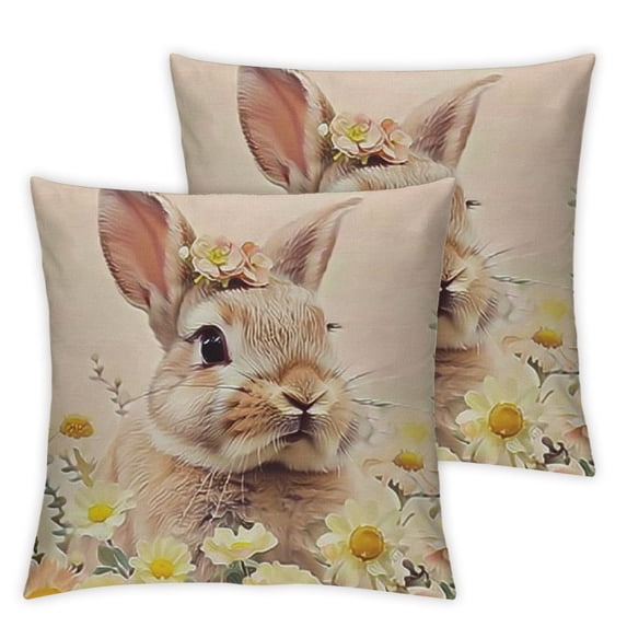 nygtbtfer Pillow Decorative Throw Pillows Colorful Flower Rabbit Spring Decorations for Farmhouse Home Sofa Couch White