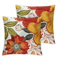 thumbnail image 1 of nygtbtfer  Pillow Orange Floral Decorative Pillows Soft Velvet Cushion Cases for Couch Sofa Bed Home Decor Set of 2 White, 1 of 7