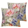 thumbnail image 1 of nygtbtfer Pillow Set of 2 Colorful Watercolor Flower Print Decorative Throw Pillows Outdoor Farmhouse Seasonal Linen Pillowcase Square Cushion Case Decor for Home Sofa Couch Bed 22x22in, 1 of 7