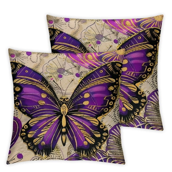 nygtbtfer Pillowcases,Spring Pattern with Violet-Gold and Decorative Cushion Square Throw Pillow White